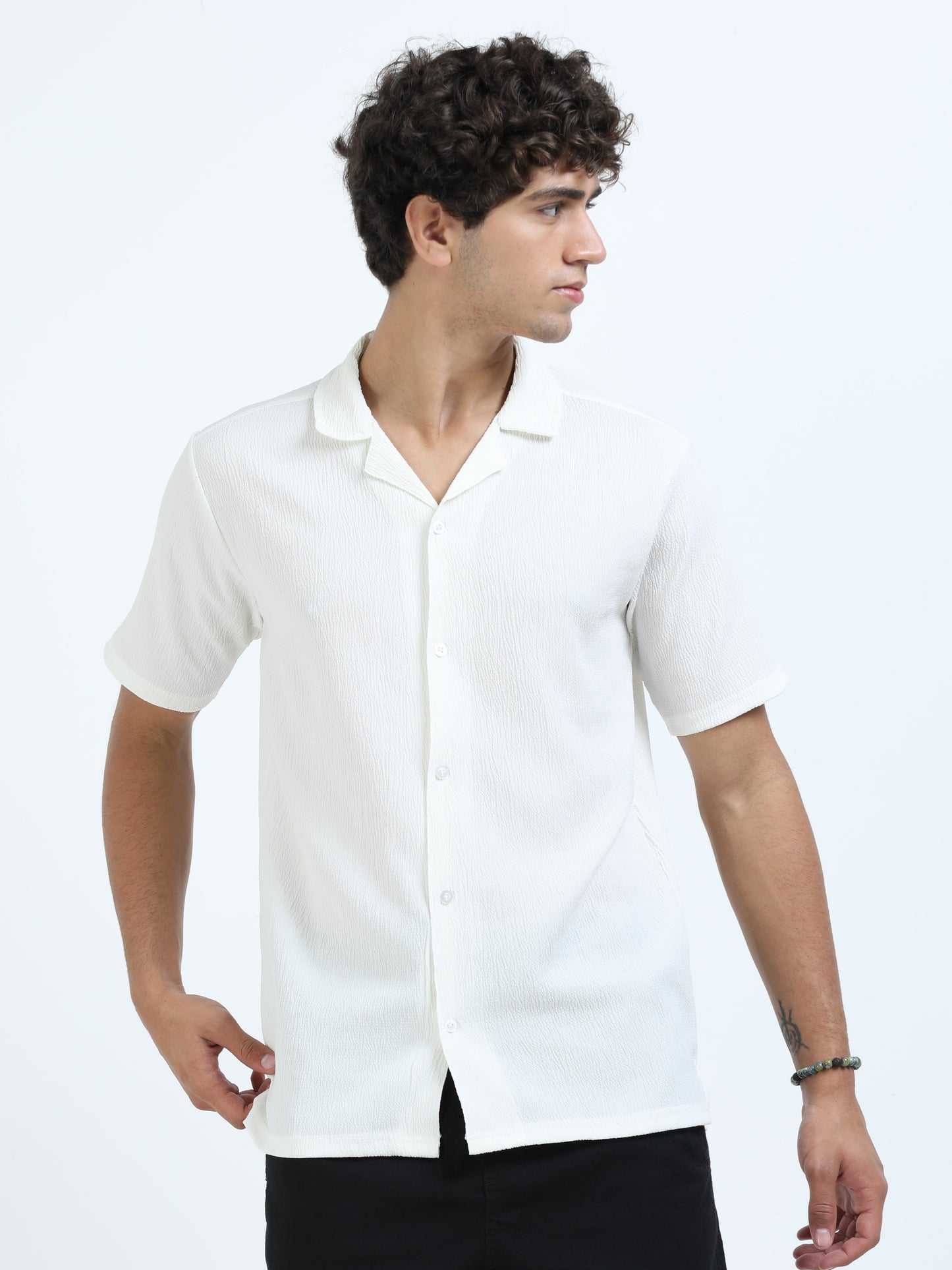 White Cuban Collar Shirt