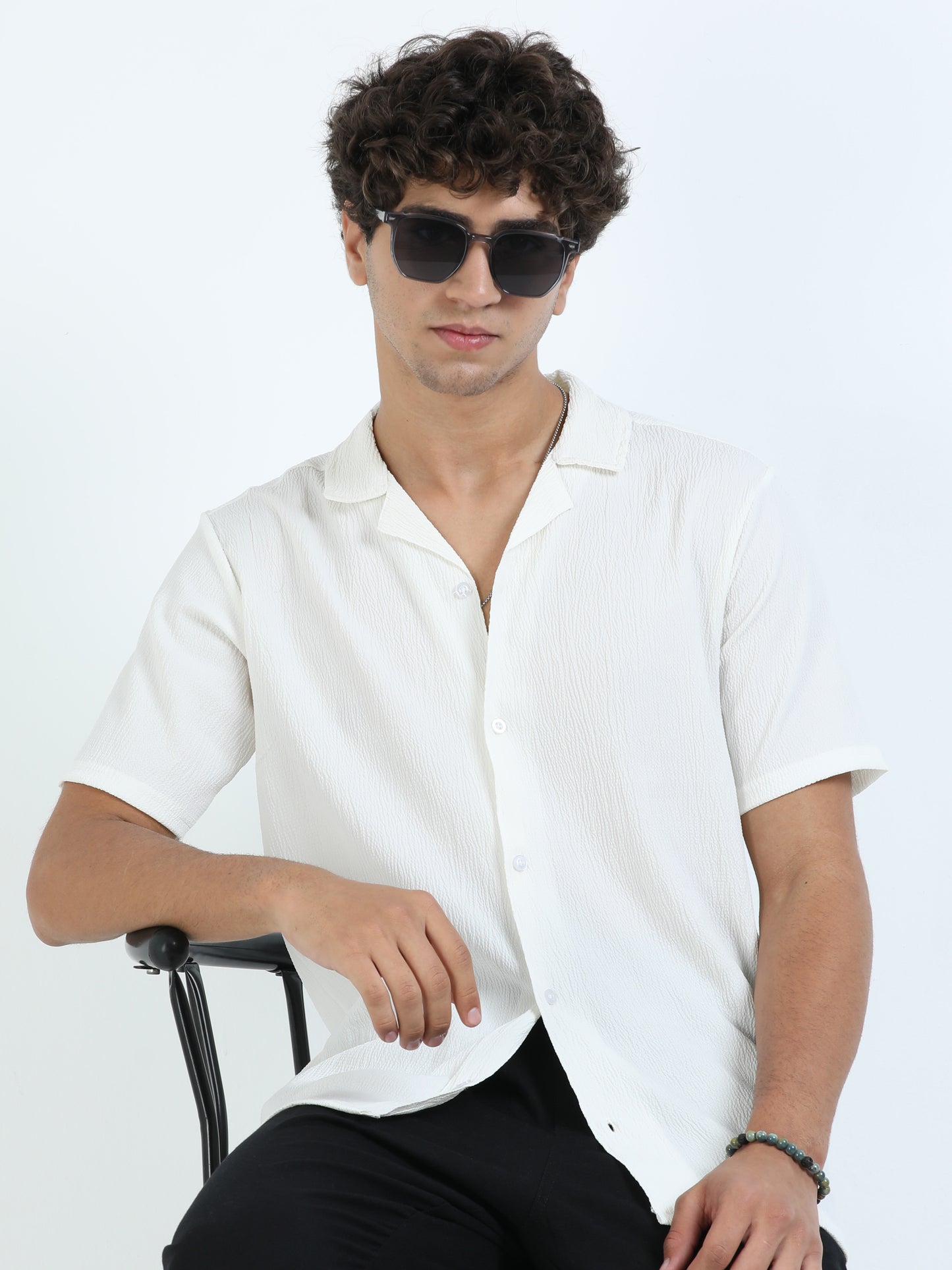 White Cuban Collar Shirt