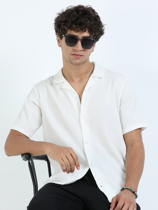 White Cuban Collar Shirt
