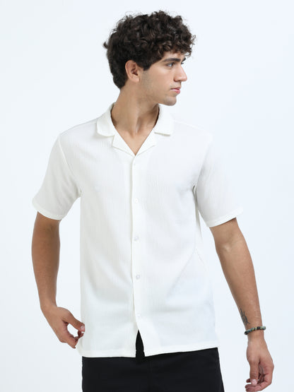White Cuban Collar Shirt