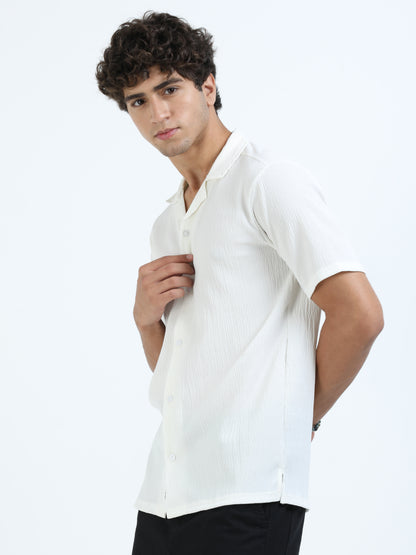 White Cuban Collar Shirt