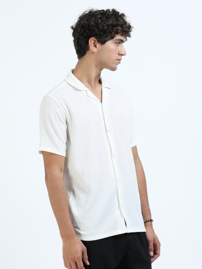 White Cuban Collar Shirt