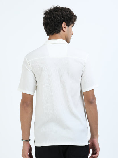 White Cuban Collar Shirt