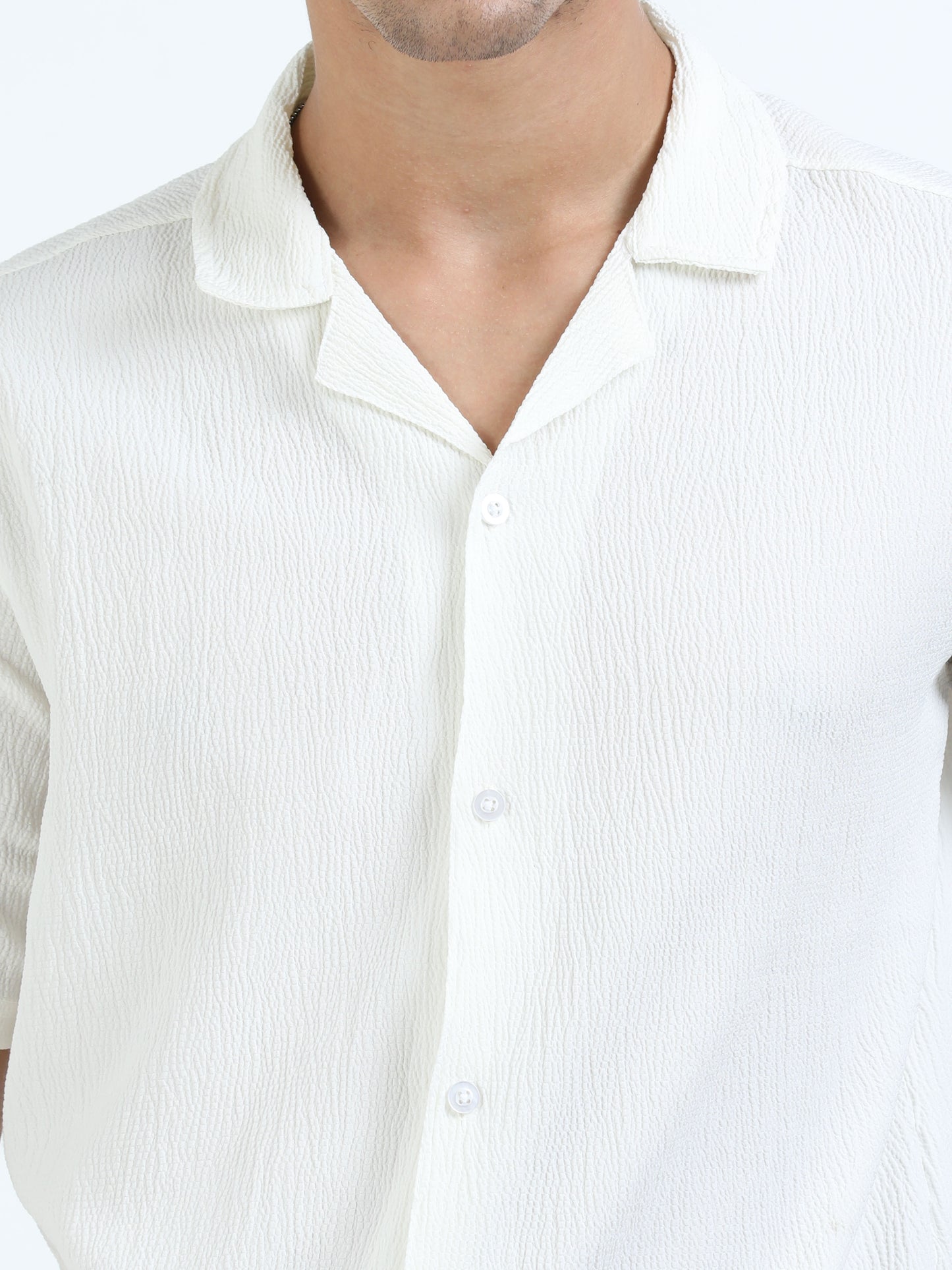 White Cuban Collar Shirt