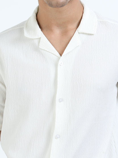 White Cuban Collar Shirt