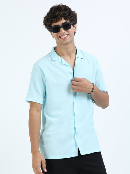 Blue Cuban Collar Shirt