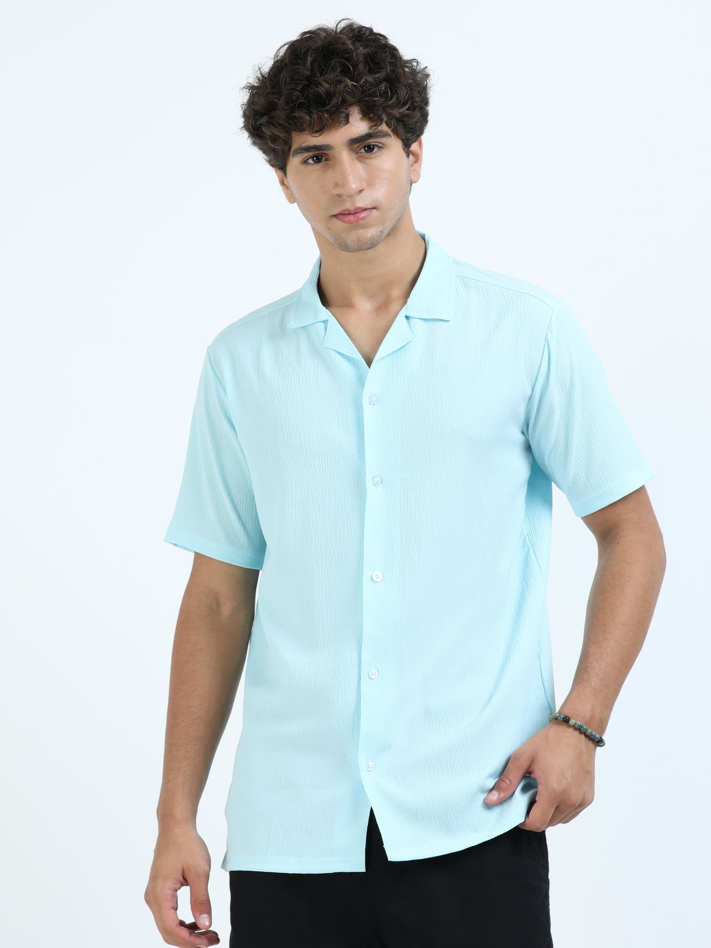 Blue Cuban Collar Shirt