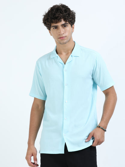 Blue Cuban Collar Shirt