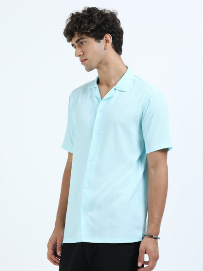 Blue Cuban Collar Shirt