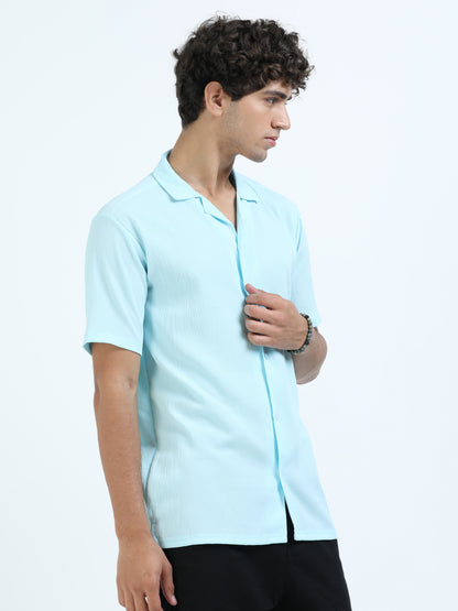 Blue Cuban Collar Shirt