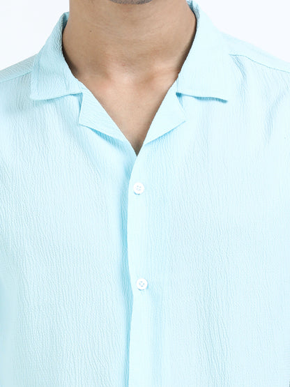 Blue Cuban Collar Shirt