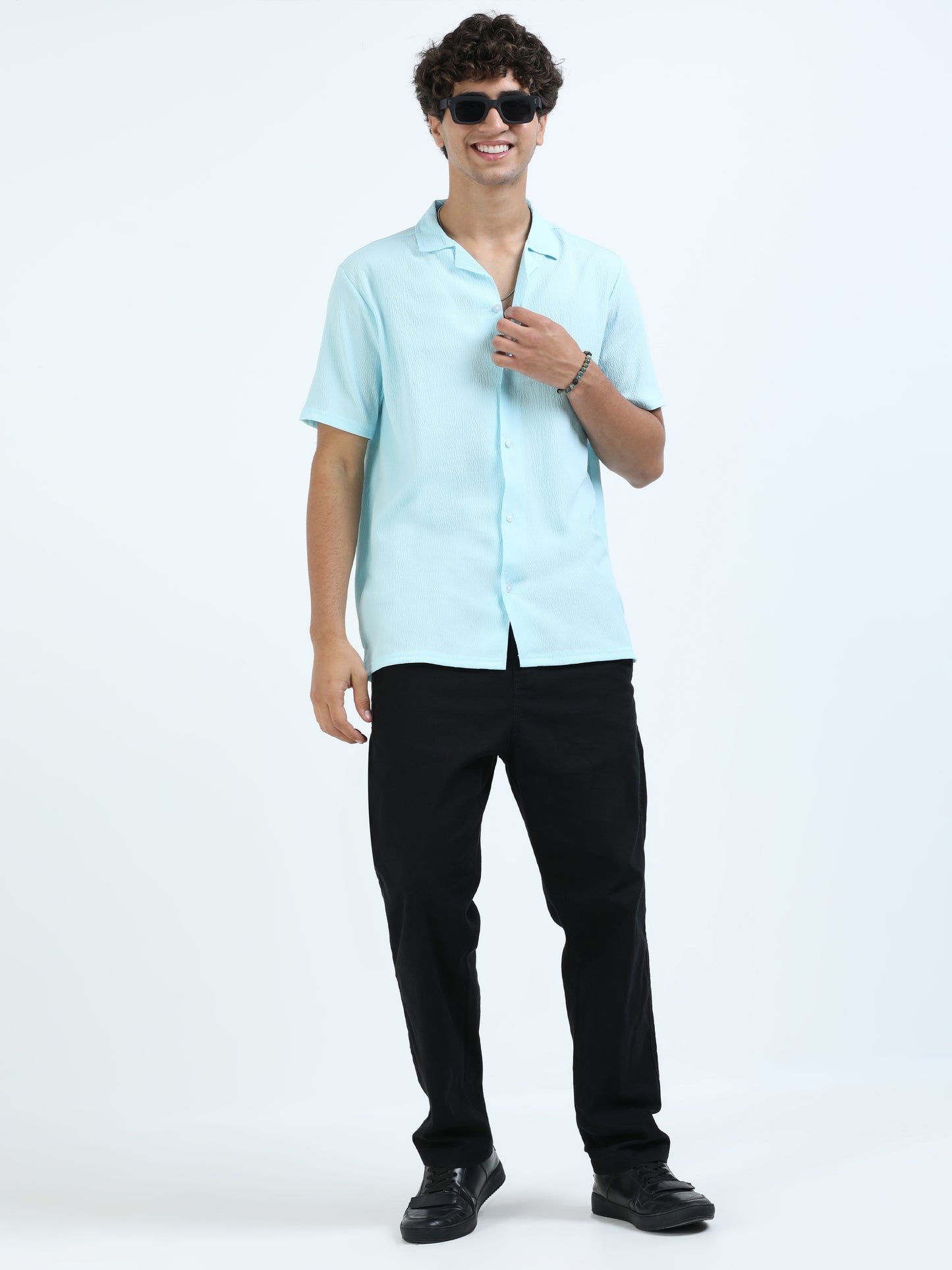 Blue Cuban Collar Shirt