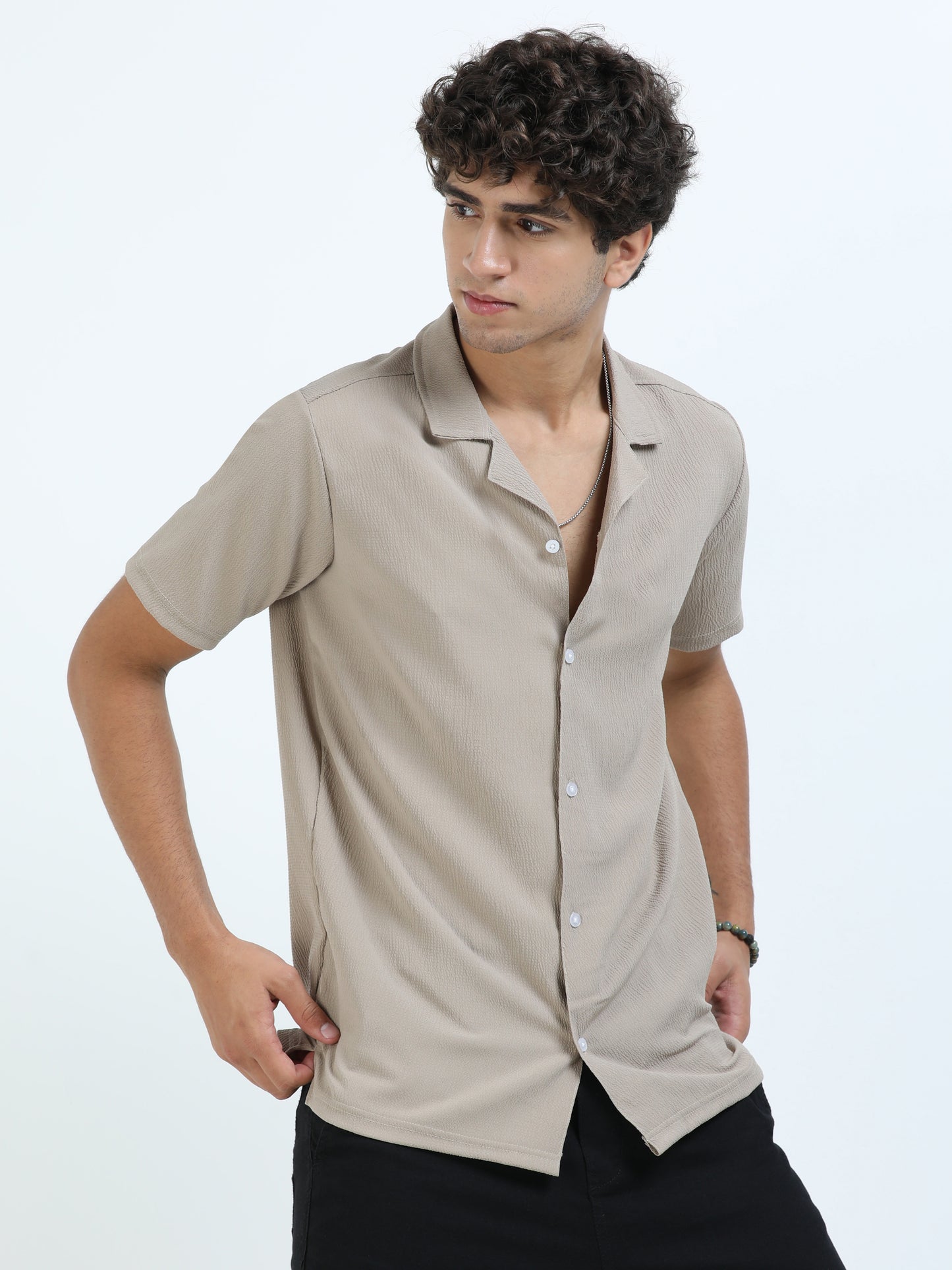 Sand Cuban Collar Shirt