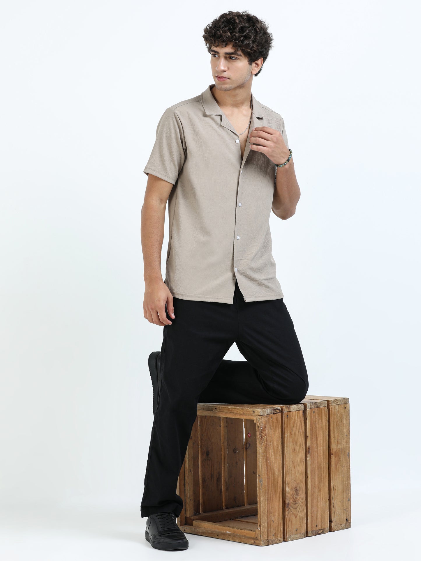 Sand Cuban Collar Shirt