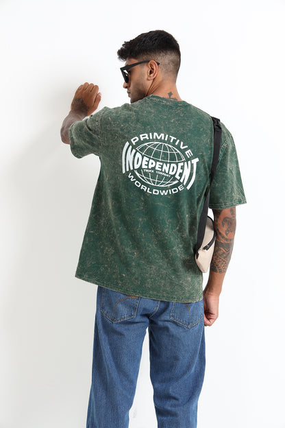 Forest Green Acid Wash T-Shirt