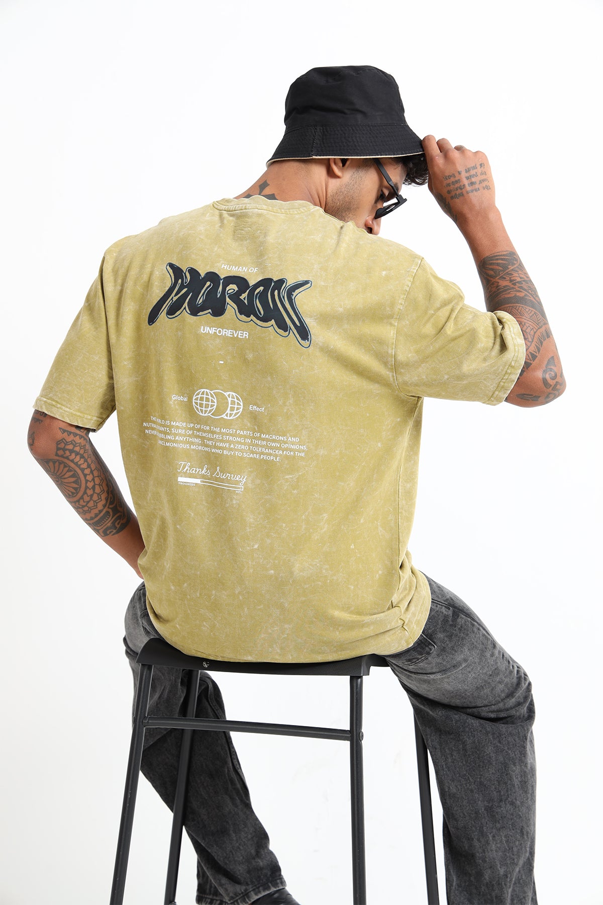 Green Yellow Acid Washed T- Shirt