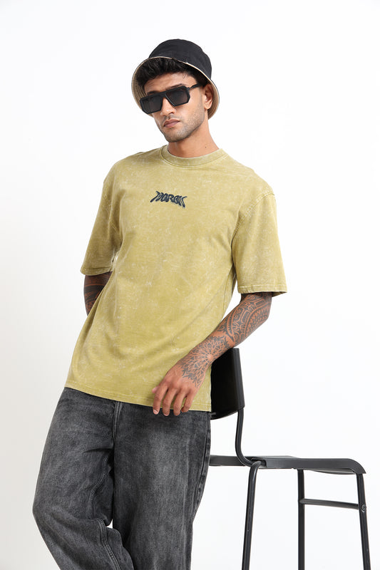 Green Yellow Acid Washed T- Shirt