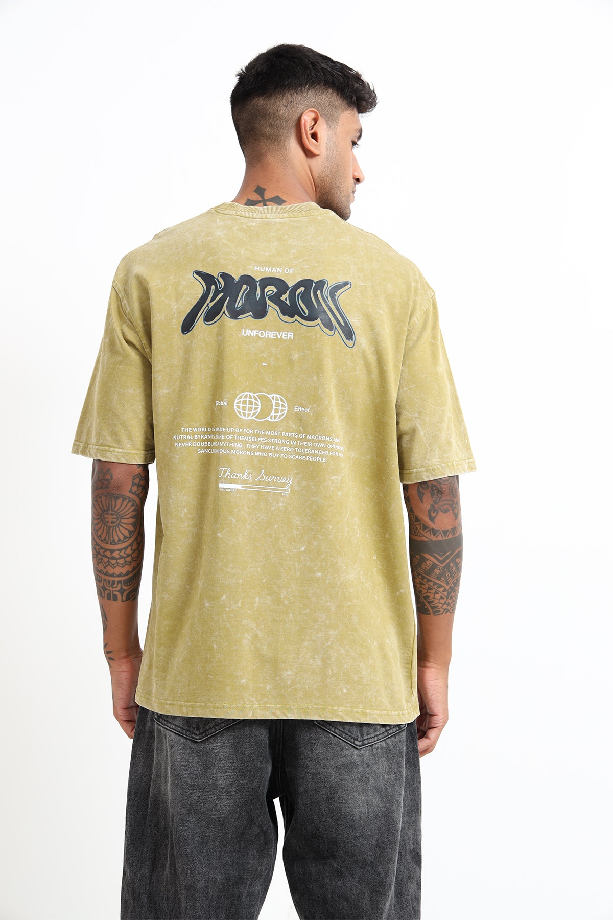 Green Yellow Acid Washed T- Shirt