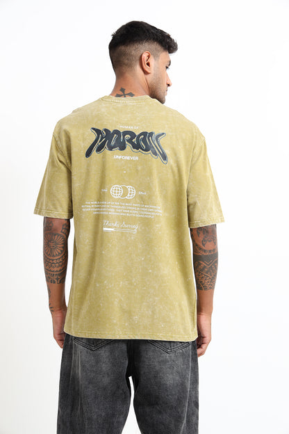 Green Yellow Acid Washed T- Shirt
