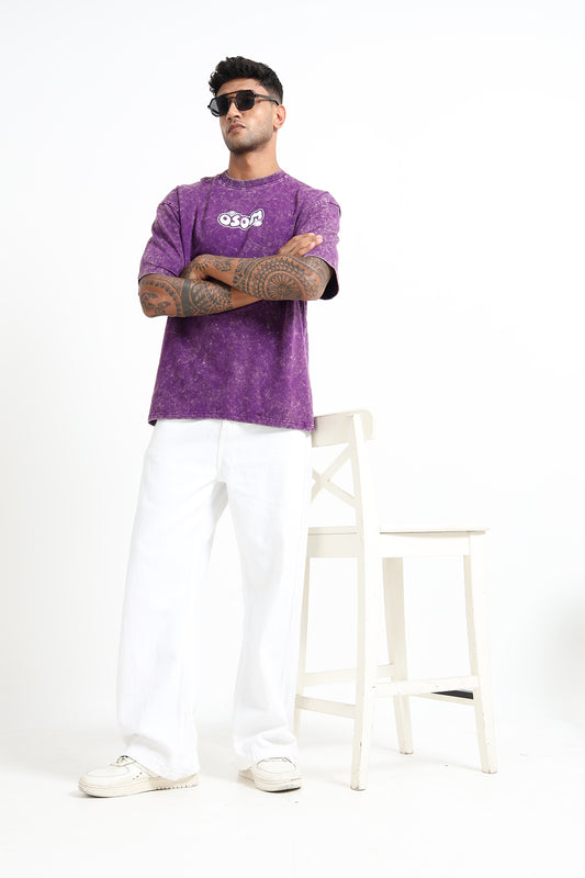 Purple Acid Washed T- Shirt